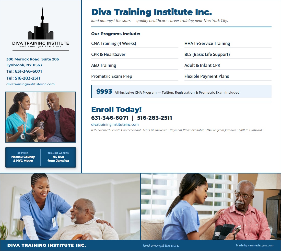 Diva Training Institute program flyer