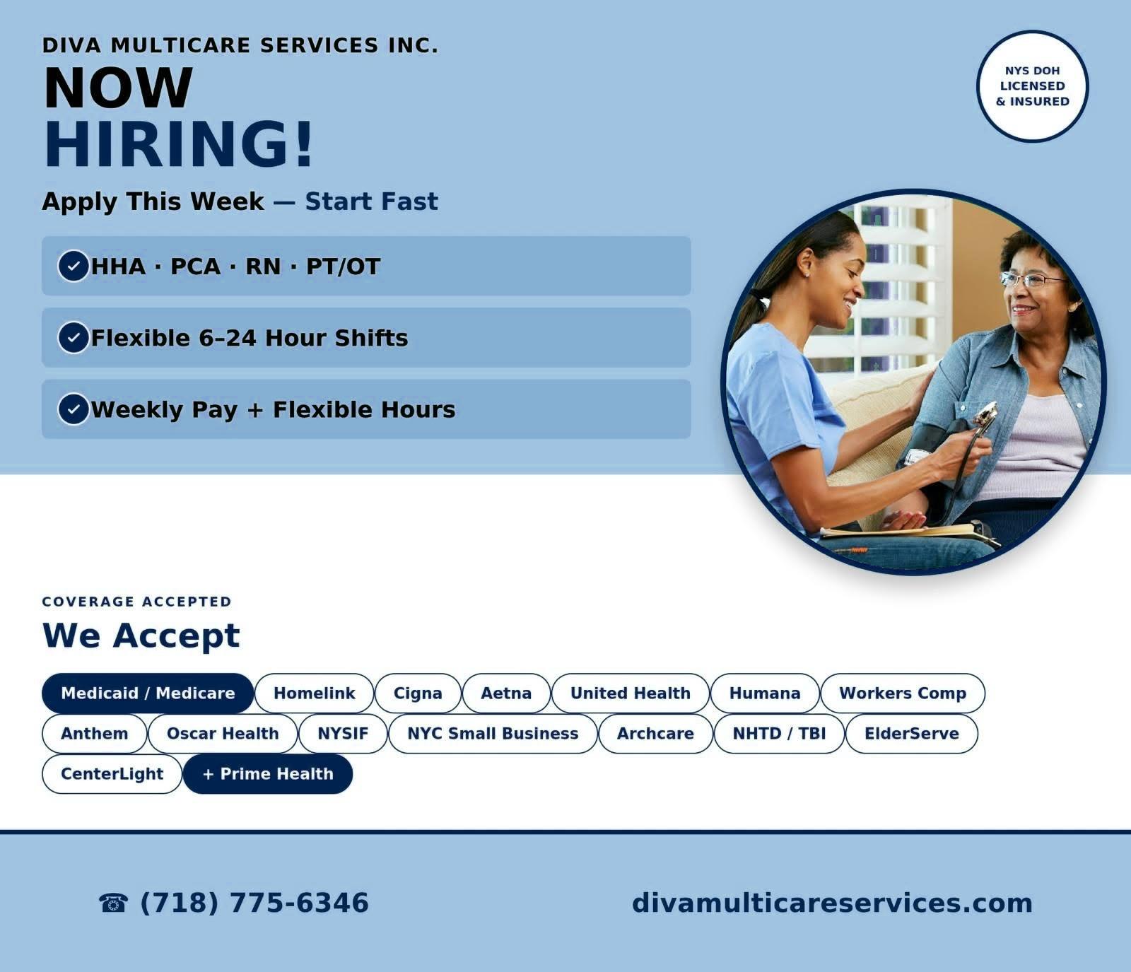 Diva Multicare Services hiring flyer